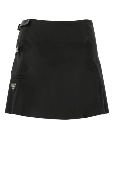 Shop Prada Black Nylon Mini Skirt Nd  Donna 44