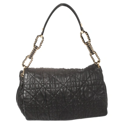 Pre-owned Dior Black Cannage Leather Deli Flap Shoulder Bag