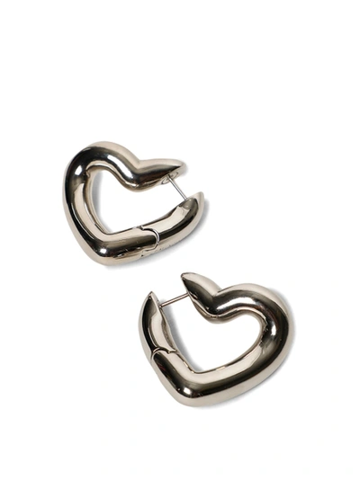 Shop Balenciaga Shiny Silver-tone Loop Heart Earrings
