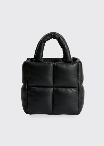 Shop Stand Studio Rosanne Puffy Leather Tote Bag In Black