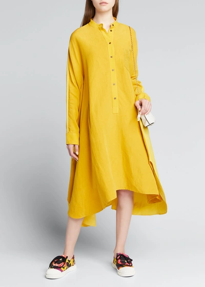 Shop Loewe Colorblock Anagram Tunic Dress In Mustard