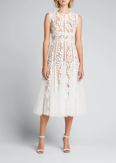 Shop Bronx And Banco Saba Blanc Floral-appliqué Lace Midi Dress In White
