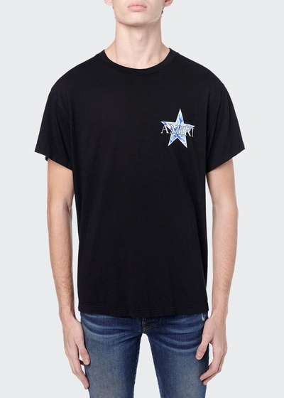Shop Amiri Men's Paisley Star Logo T-shirt In Black Ic