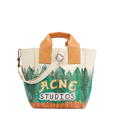 Shop Acne Studios Alisse Large Printed Canvas Tote In Beige