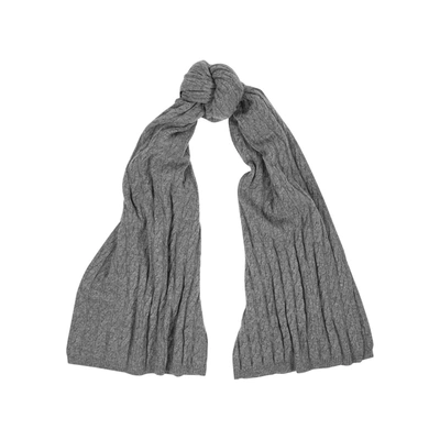 Shop Totême Grey Cable-knit Cashmere Scarf