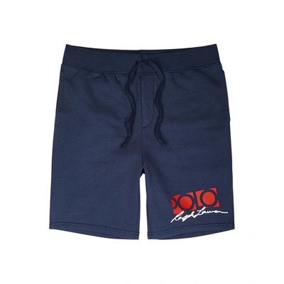 Shop Polo Ralph Lauren Navy Logo-print Cotton-blend Shorts