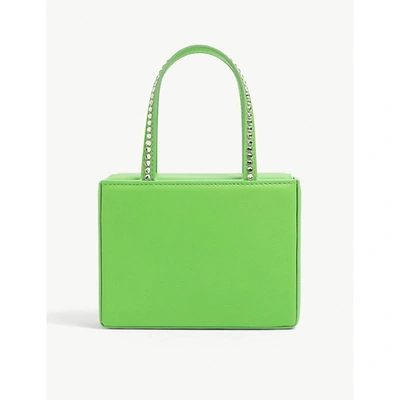 Shop Amina Muaddi Neon Green Gilda Super-mini Leather Top-handle Bag