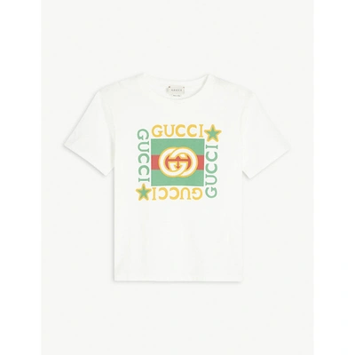 Shop Gucci Boys White Kids Logo-print Cotton T-shirt 4-10 Years 10 Years