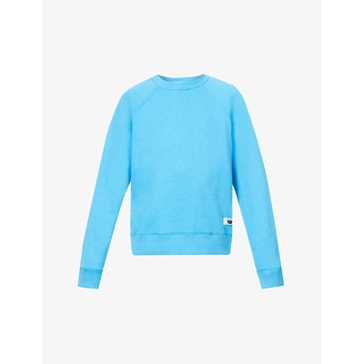Shop Acne Studios Finick Logo-patch Cotton-blend Sweatshirt In Bright Blue