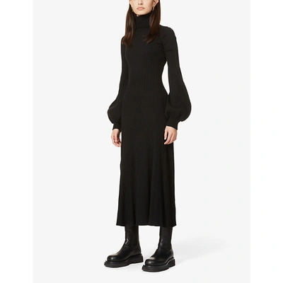 Shop Anna Quan Amalia Cotton-knit Midi Dress In Black