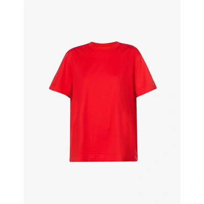 Shop Givenchy Womens Red Chain-embossed Oversized Cotton-jersey T-shirt M