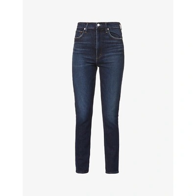 Shop Agolde Pinch Waist Faded Skinny High-rise Stretch-denim Jeans In Ovation