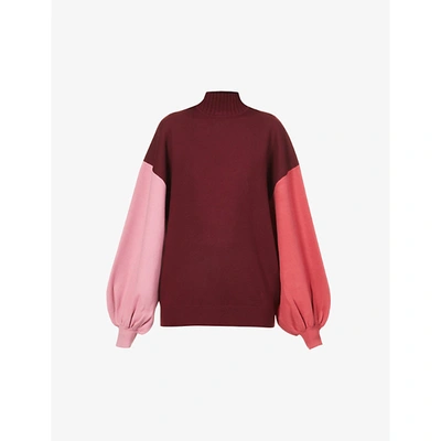 Shop Roksanda Clover Colour-block Knitted Jumper In Deep Rose
