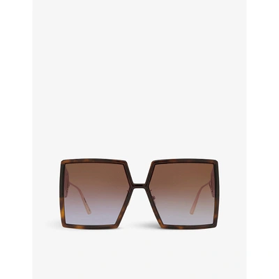 Shop Dior Ladies Brown 30montaigne Su Square Frame Acetate Sunglasses, Size: One Size