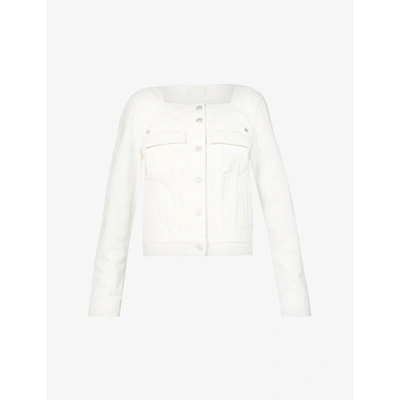 Shop Givenchy Womens White Square-neckline Denim Trucker Jacket S