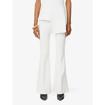 Shop Rosetta Getty Flared Mid-rise Stretch-woven Trousers In White