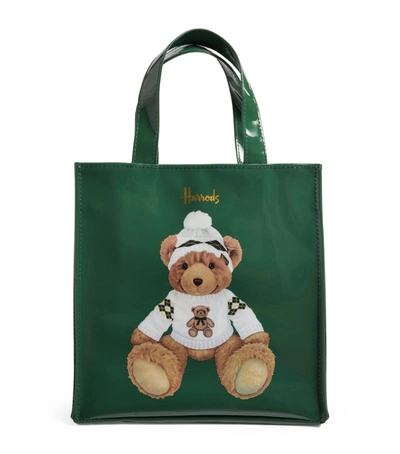 Shop Harrods Small Christmas Bear 2021 Tote Bag In Green