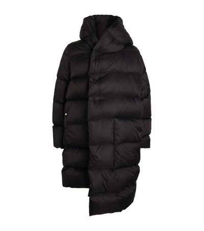Shop Rick Owens Asymmetric Puffer Coat In Black