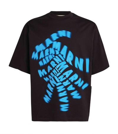 Shop Marni Cotton Spiral-logo T-shirt In Black