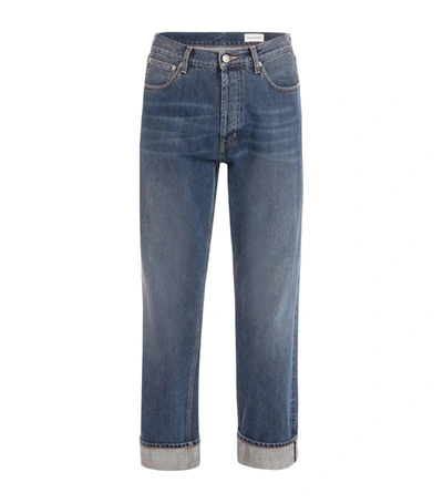 Shop Alexander Mcqueen Turn-up Straight Jeans In Blue