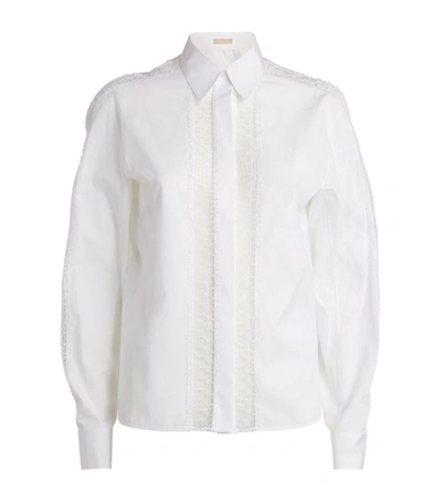 Shop Alaïa Lace-insert Shirt In White