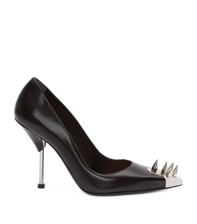 Shop Alexander Mcqueen Leather Punk Stud Pumps 105 In Black