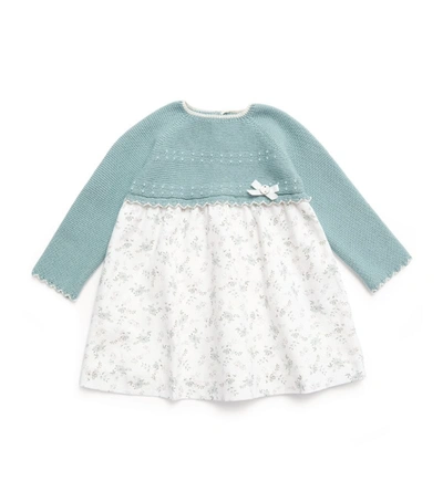 Shop Paz Rodriguez Floral Knitted Dress (1-24 Months) In Green