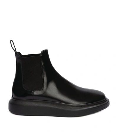 Shop Alexander Mcqueen Leather Oversized Hybrid Chelsea Boots In Black