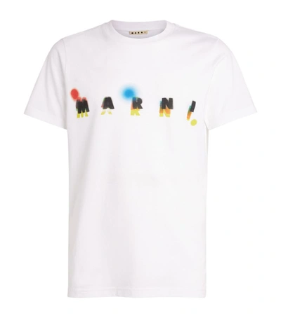 Shop Marni Cotton Blurred-logo T-shirt In White