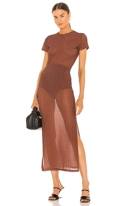 Shop Miaou Billie Dress In Brown Monogram