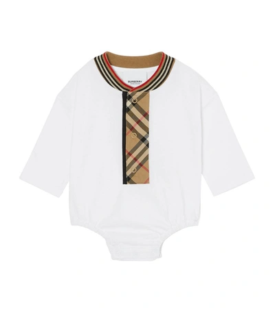 Shop Burberry Kids Vintage Check-trim Bodysuit (1-18 Months) In White