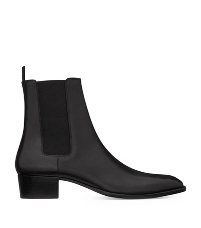 Shop Saint Laurent Leather Wyatt Chelsea Boots In Black