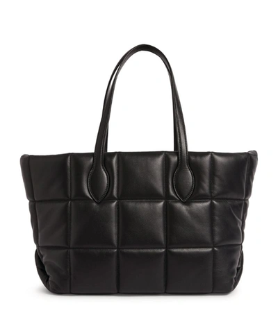 Shop Khaite Leather The Florence Quilted Tote Bag In Black