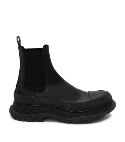 Shop Alexander Mcqueen Leather Tread Slick Chelsea Boots In Black