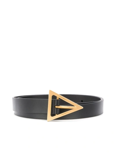 Bottega Veneta Black Triangle Buckle Leather Belt | ModeSens
