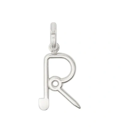Shop Burberry Silver Kilt Pin R Alphabet Charm In Palladium