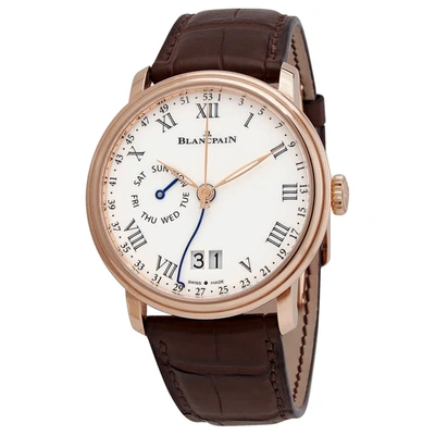 Shop Blancpain Villeret Automatic White Dial Mens Watch 6637-3631-55b In Brown / Gold / Rose / Rose Gold / White