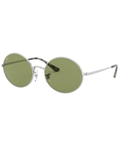 Shop Ray Ban Ray-ban Unisex Sunglasses, Rb1970 54 Oval 1970 In Silver-tone