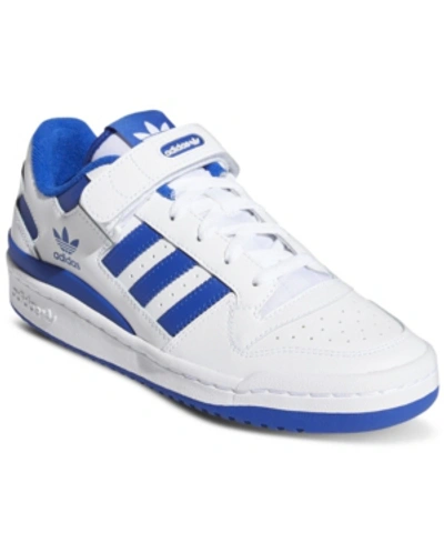 Shop Adidas Originals Women's Forum Low Casual Sneakers From Finish Line In White, Royal