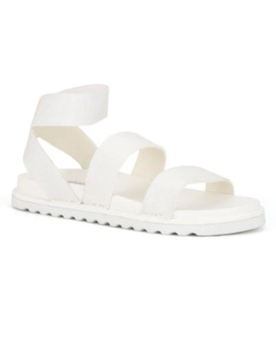 Shop Olivia Miller Women's Nicola Stretchy Flat Sandals Women's Shoes In White