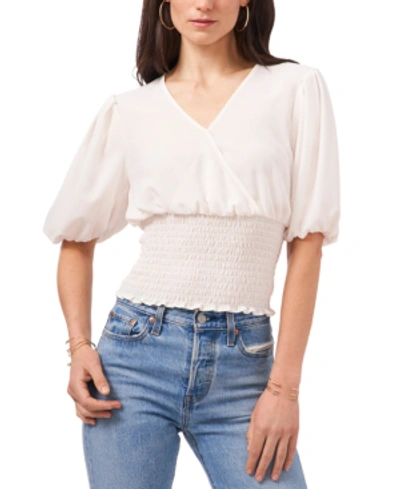 Shop 1.state Smocked Puff-sleeve Top In Soft Ecru