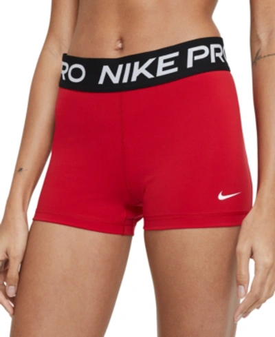 Shop Nike Pro Women's Dri-fit Shorts In Gym Red/black/white