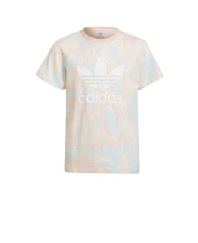 Adidas Originals Kids' Adidas Girls' Originals Marble Print T-shirt Size  Medium 100% Cotton/jersey In Pink/white | ModeSens