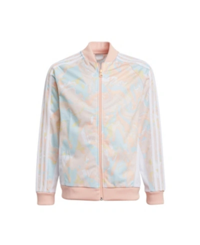 Adidas Originals Adidas Girls' Little Kids' And Big Kids' Originals Marble  Print Sst Jacket Size X-large Polyester/kn In Pink/white | ModeSens