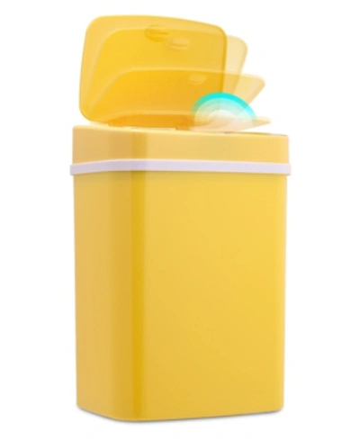 Shop Nine Stars Group Usa Inc Nine Stars 3.2 Gallon Plastic Sensor Trash Can In Yellow