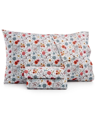 Shop Sanders Printed Microfiber 4 Pc. Sheet Set, Queen, Created For Macy's In Chantel Spring