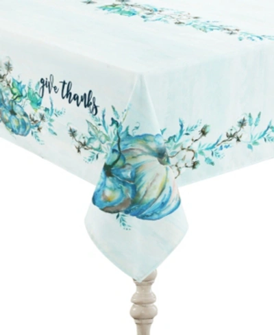 Shop Laural Home Cool Autumn Tablecloth In Off White And Blue