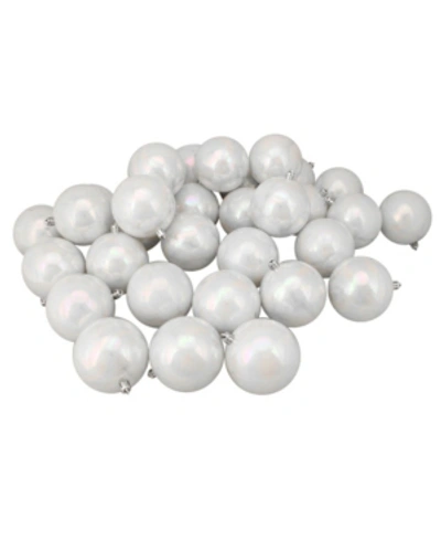 Northlight 32 Count Iridescent Shatterproof Shiny Christmas Ball Ornaments In White
