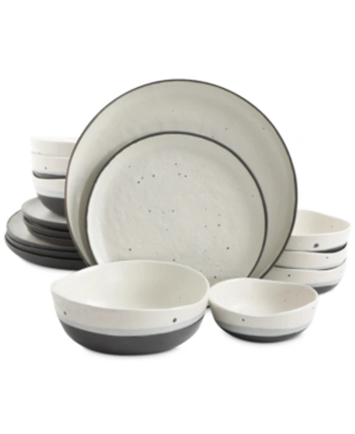 Gibson Elite Rhinebeck 16-pc. Double Bowl Dinnerware Set In Gray And White