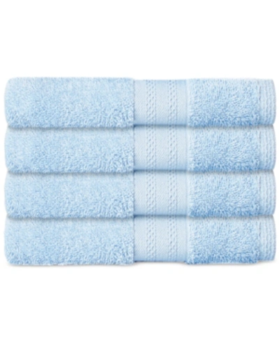 Shop Sunham Soft Spun Cotton 4-pc. Hand Towel Set Bedding In Blue